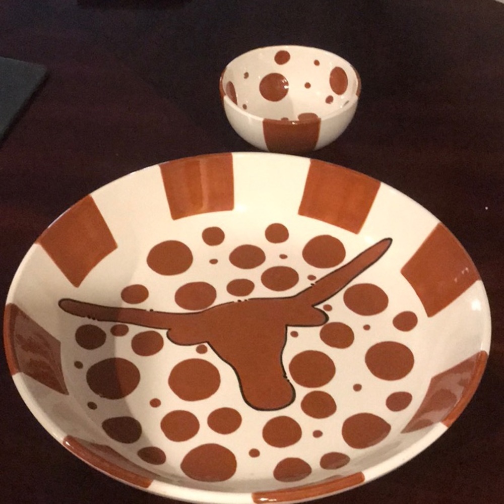 Texas Longhorn large platter & bowl